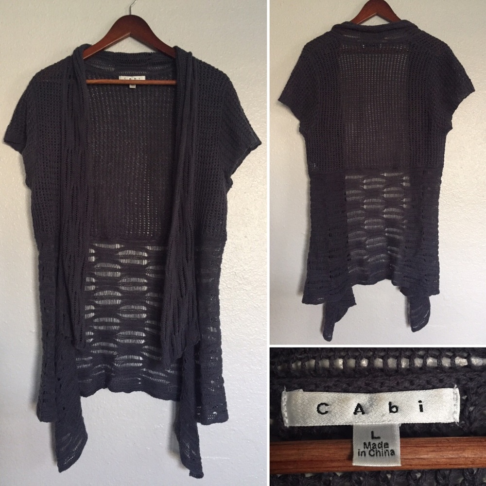 Cabi Short Sleeve Draped Cardigan Sweater L